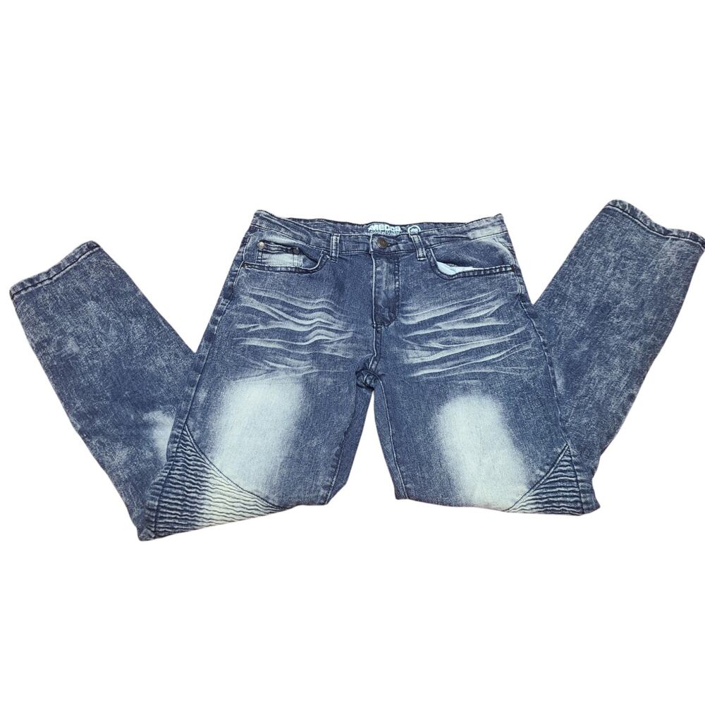 Youth Skinny Stretch Acid Wash Moto Jeans Mecca Since Day 1 Sz 16 - Picture 7 of 10